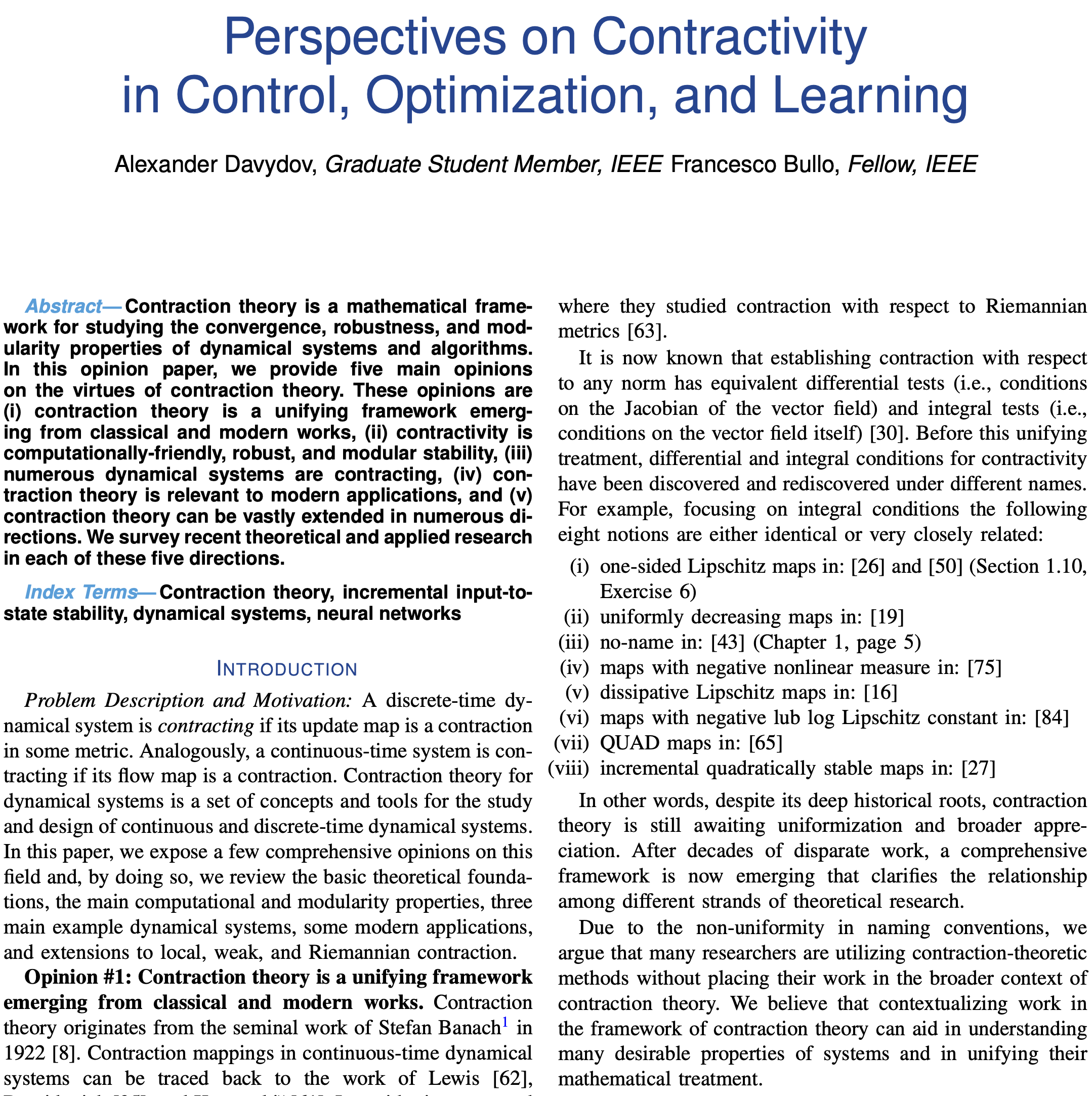 Perspectives on Contractivity